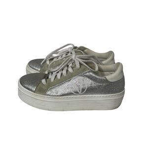 Valentino Garavani Bay by Bay Silver Glitter Platform Sneakers – Women 6.5